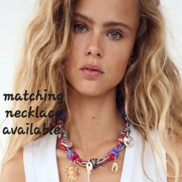 New ZARA Colored Knotted cord bracelet with charms - Picture 9 of 9